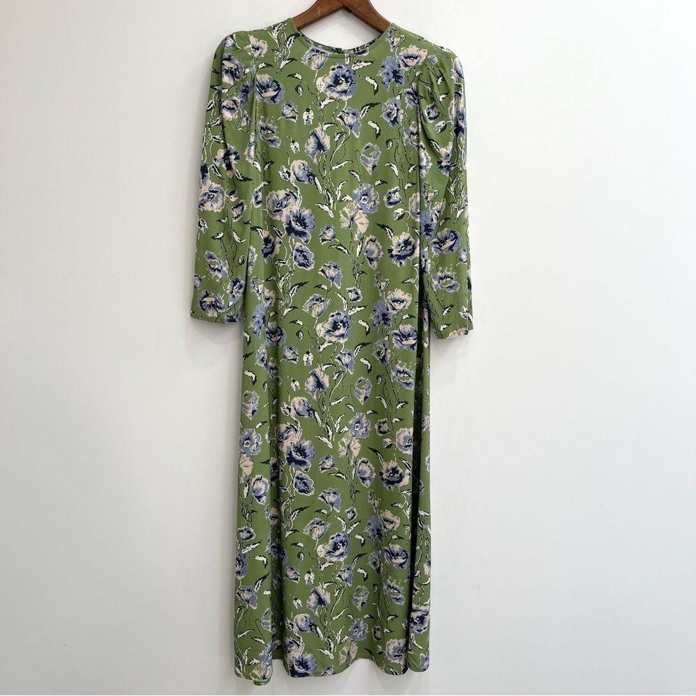 Anthropologie Porridge Lausanne Floral Green Midi Dress Modest Women's Small